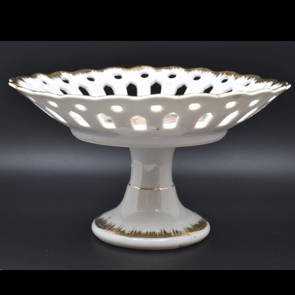 Vintage GC Fine China S1574, Pedestal Bowl with Cutouts, Fruit, Japan - Picture 3 of 7